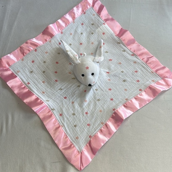 Aden + Anais -NWOT White and Pink muslin cotton bunny Lovey security blanket - Picture 2 of 5